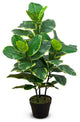 Faux Botanical Ficus Elastica in Green Finish 35 Inch Height