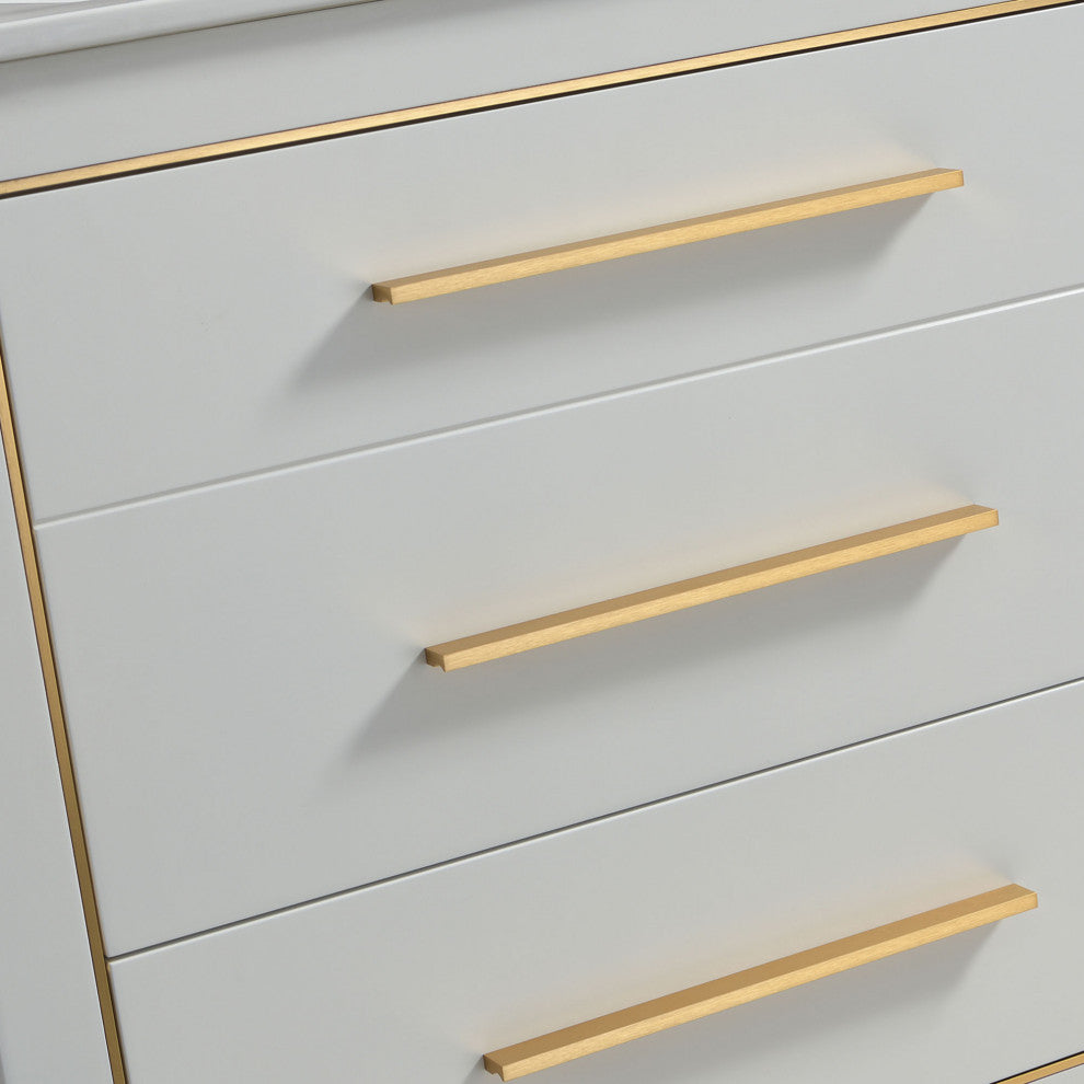 Sherwood 30" Single Vanity Set, White, Brass Trim, Floating Only