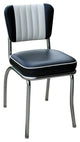 Retro Home Upholstered Channel Back Dining Chair, Black and White, Box Seat
