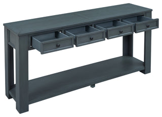 63"x30" Rustic Chic Console Table with Drawers and Shelf for Entryway Hallway, Navy