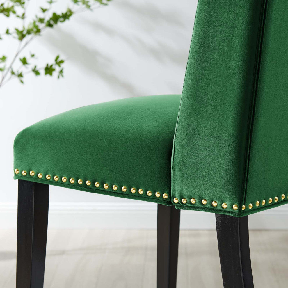 Baron Performance Velvet Dining Chairs, Set of 2, Emerald