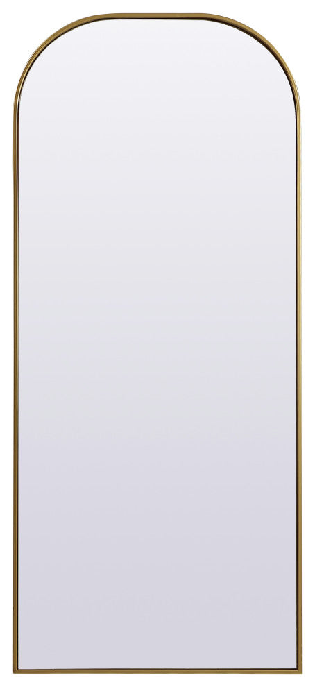 Metal Frame Arch Full Length Mirror 28X66 Inch, Brass
