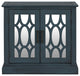 Wood Double Decorative Mirror Door Accent Cabinet, Blue, 30" X 14"