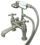 Kingston Brass 7" Deck Mount Tub Faucet With Hand Shower, Brushed Nickel