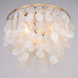 Elsa Capiz Shell 16-In. 3 Light Flush Mount Natural Brass