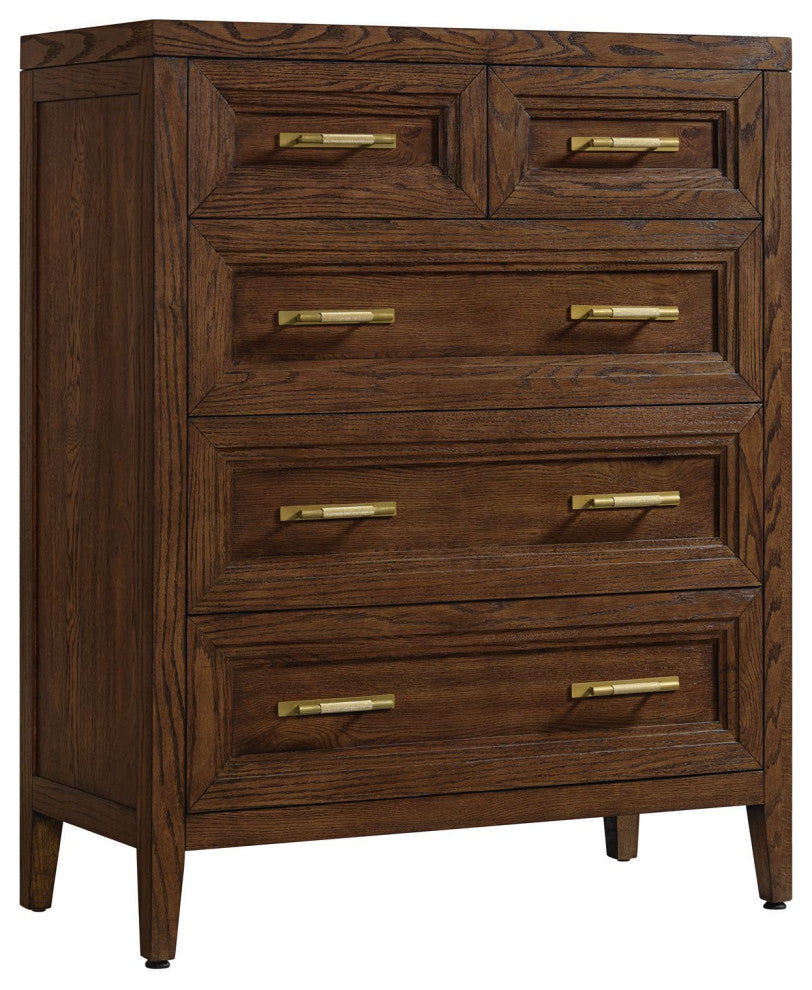 Marlow 5-Drawer Solid Oak Chest, Sable