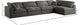 Plush Velvet / Down Standard Comfort L-Shaped Modular Sectional, Gray, 5-Piece: 3 Armless Chair, 2 Corner Chair