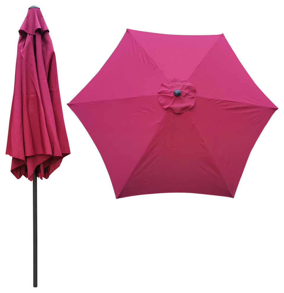 9' Outdoor Patio Market Umbrella With Push Button Tilt and Crank, Burgundy