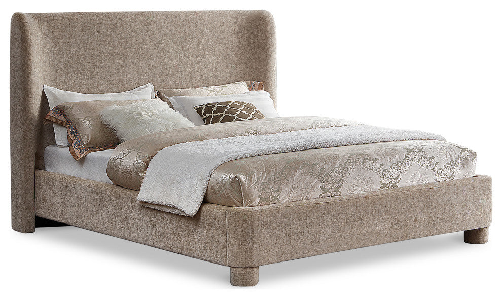 Penny Bed, Beige, King, Chenille Fabric