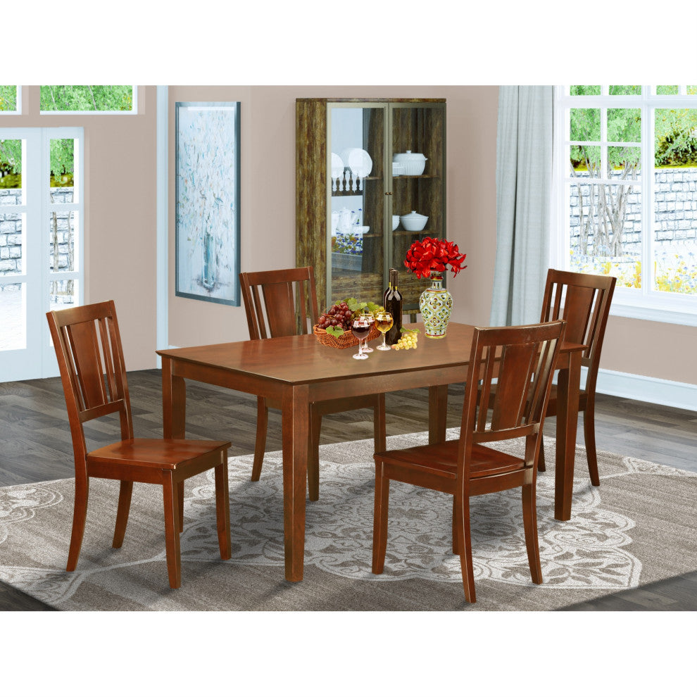Cadu5-Mah-W 5-Piece Dining Room Set Dining Table And 4 Dining Chairs