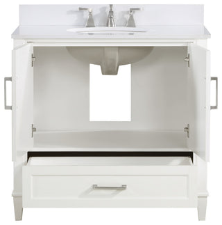 Montauk Bathroom Vanity, Pure White With White Quartz, 36"