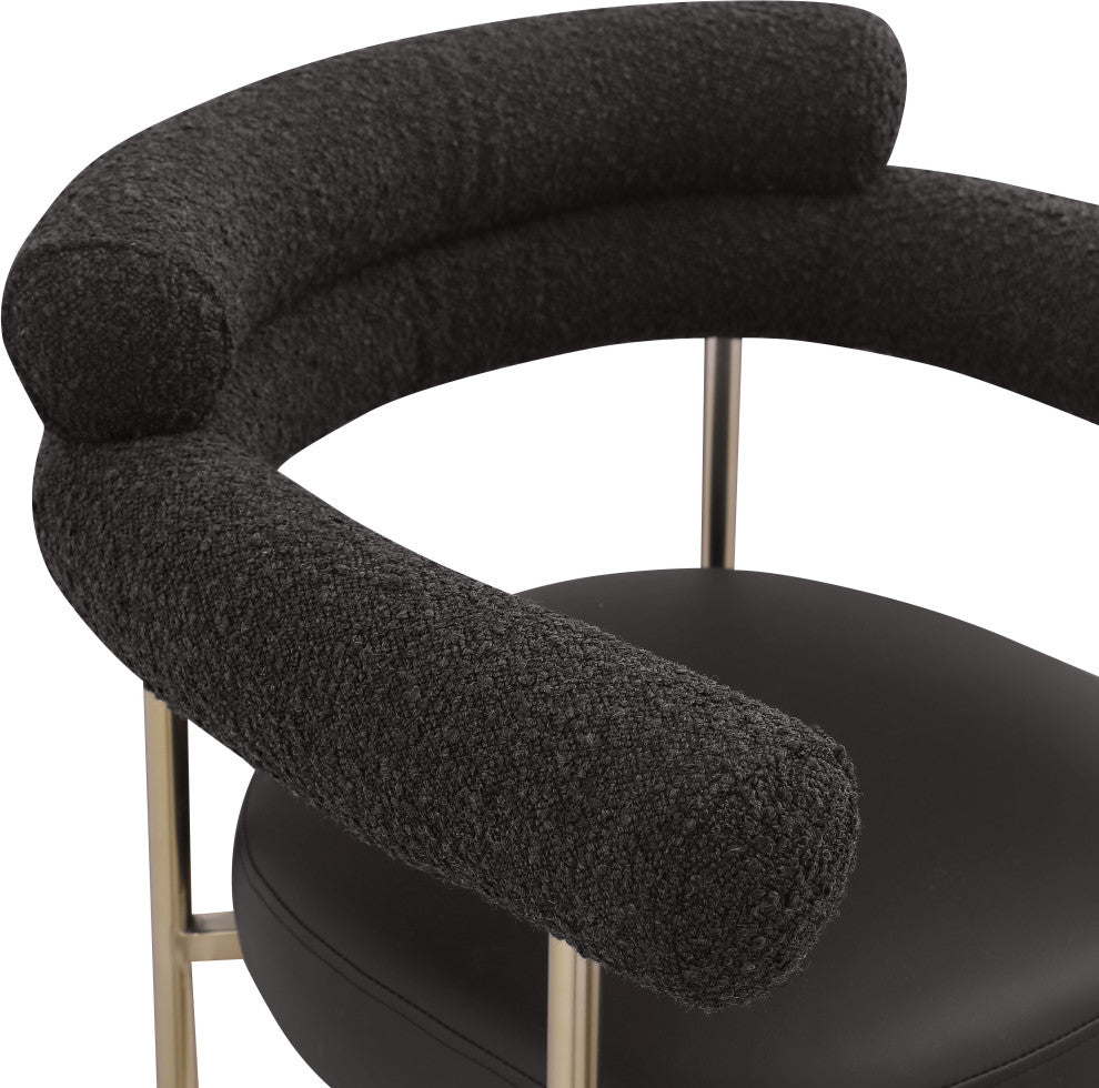 Blake Vegan Leather/Boucle Fabric Upholstered Counter Stool, Set of 2, Black