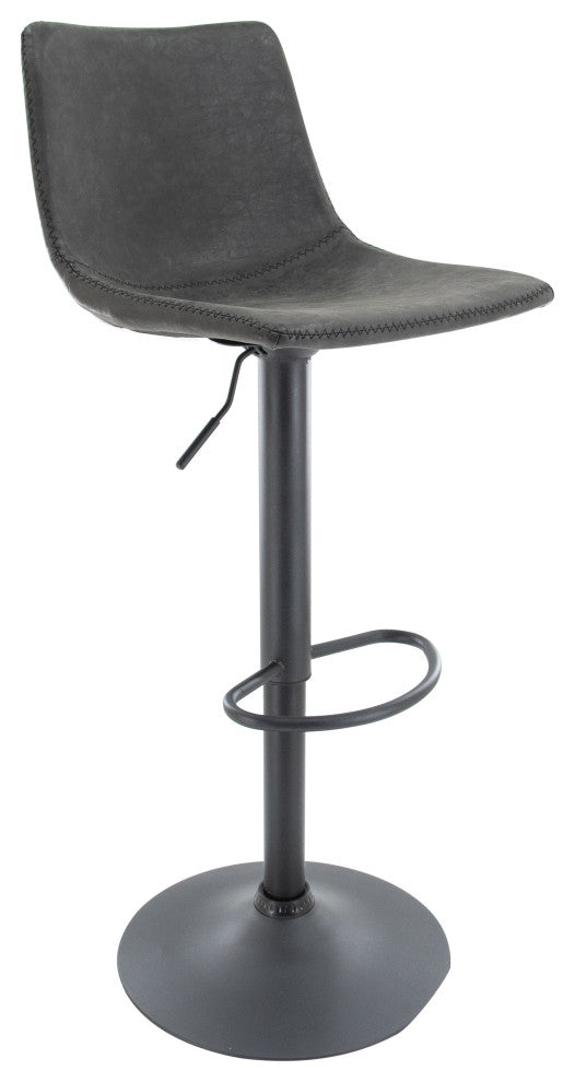 LeisureMod Tilbury Modern Adjustable Height & Swivel Bar Stool, Charcoal Black