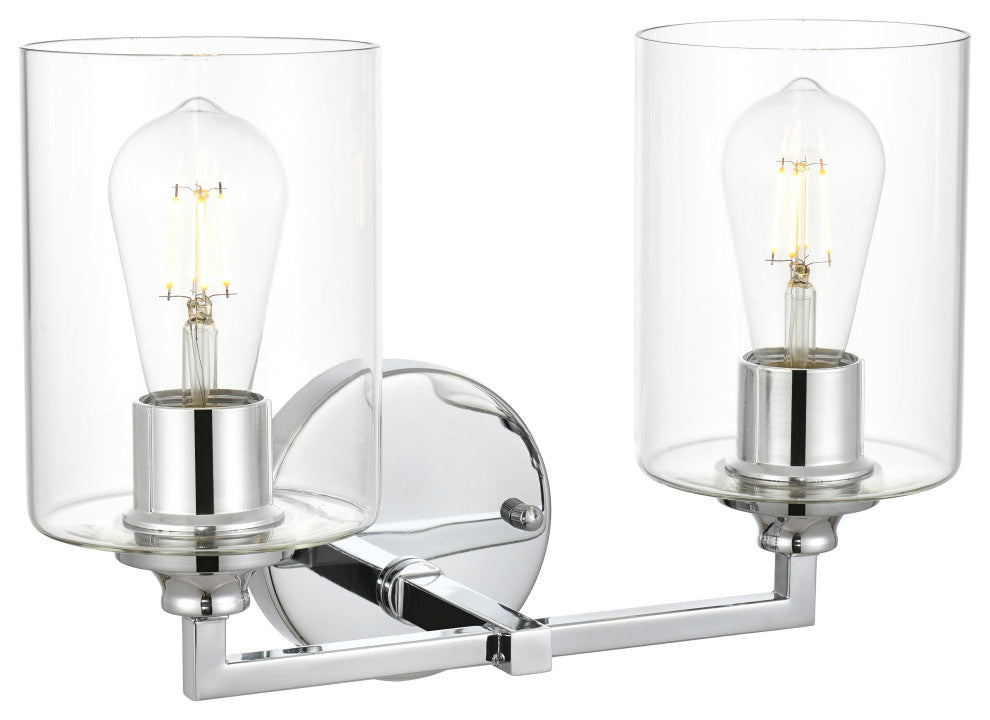 2 Light Chrome And Clear Bath Sconce