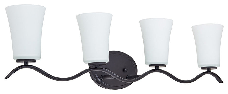 N2163-4-ORB 4 Light Vanity Lighting with White Glass in Oil Rubbed Bronze Finish