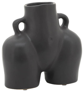 Ceramic 6" Half Body Vase, Black