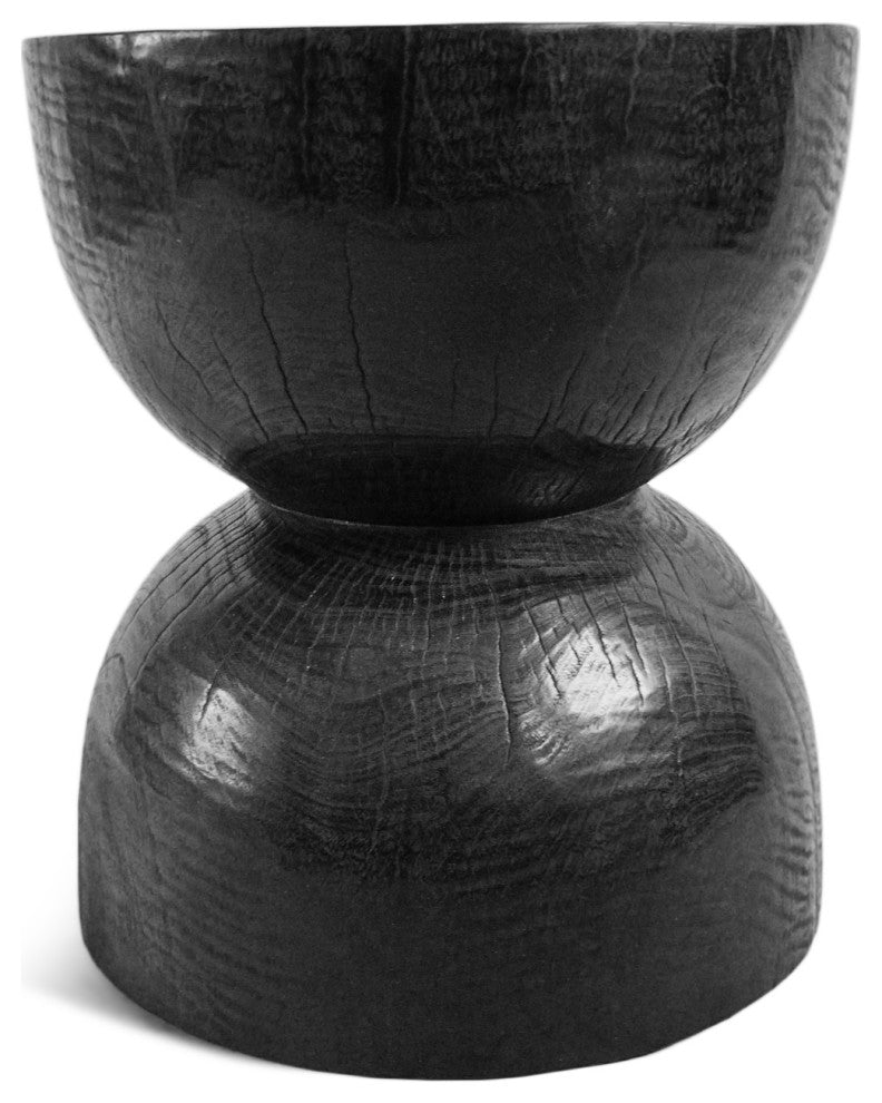 Ebony Hourglass Wood Stool Table