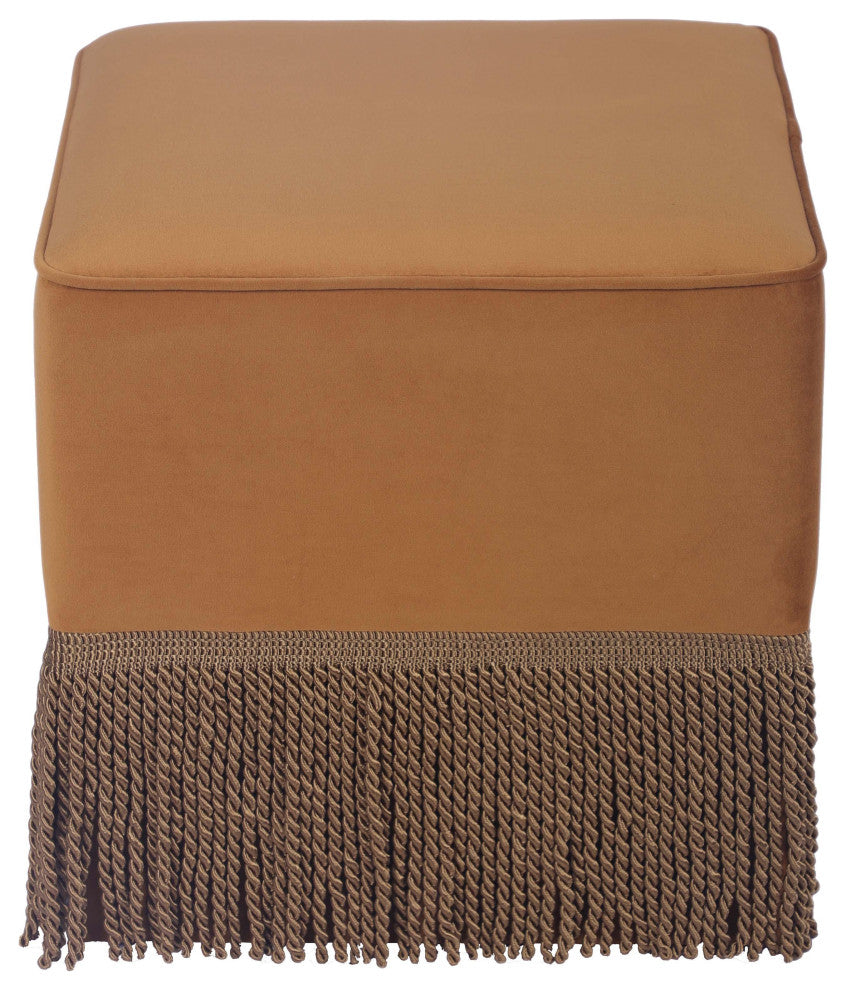 Fenn Turmeric Yellow Velvet Ottoman