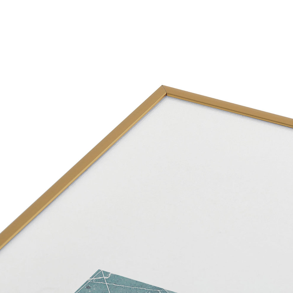 Emanuela Carratoni Teal Blue Geometric Marble Metal Framed Art Print