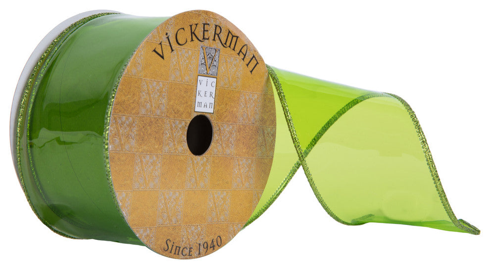 Vickerman Q201754 2.5"X10 Yard Lime Green Transparent Pvc Christmas Ribbon