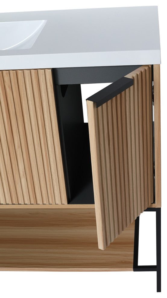 48 inch Maple Plywood Freestanding Bathroom Vanity Set with Doors and Drawer