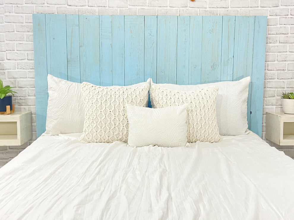 Handcrafted Headboard, Leaner Style, Baby Blue, Queen