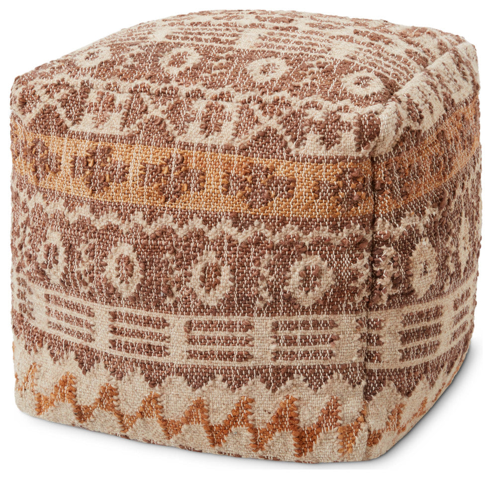 Loloi LPF0015 Beige / Multi 18"W x 18"D x 18"H Pouf
