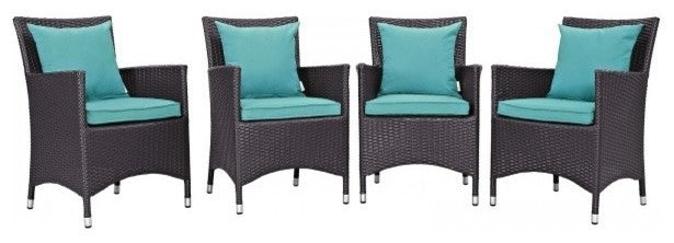Espresso Turquoise Convene 4 Piece Outdoor Patio Dining Set