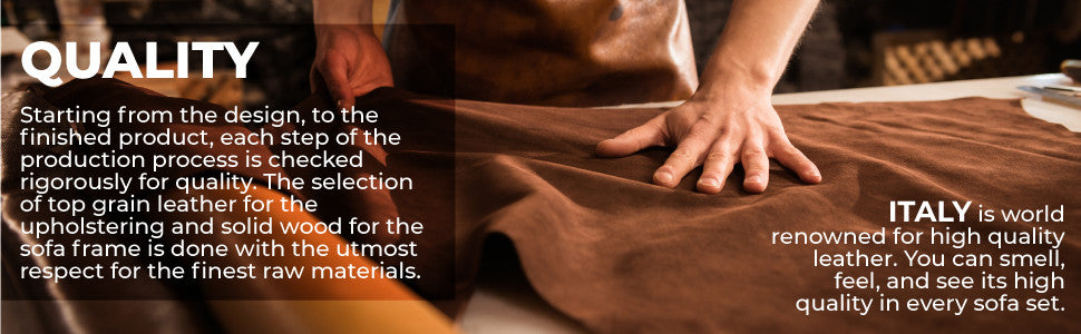 Prato Genuine Italian Leather Modern Sofa, Beige