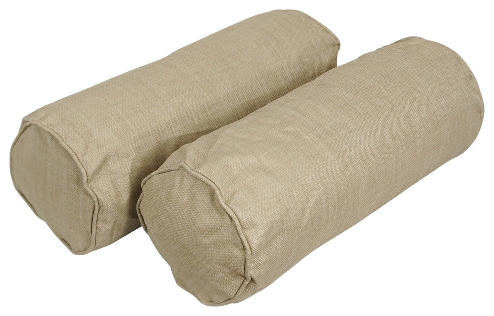 20"X8" Double-Corded Polyester Bolster Pillows With Inserts, Set of 2, Sandstone