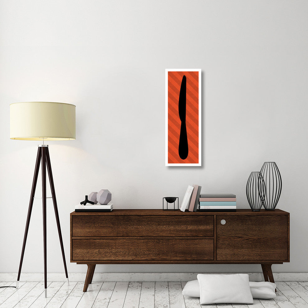 "Mealtime: Red Stripes - Knife" Digital Paper Print by BG.Studio, 14"x38"