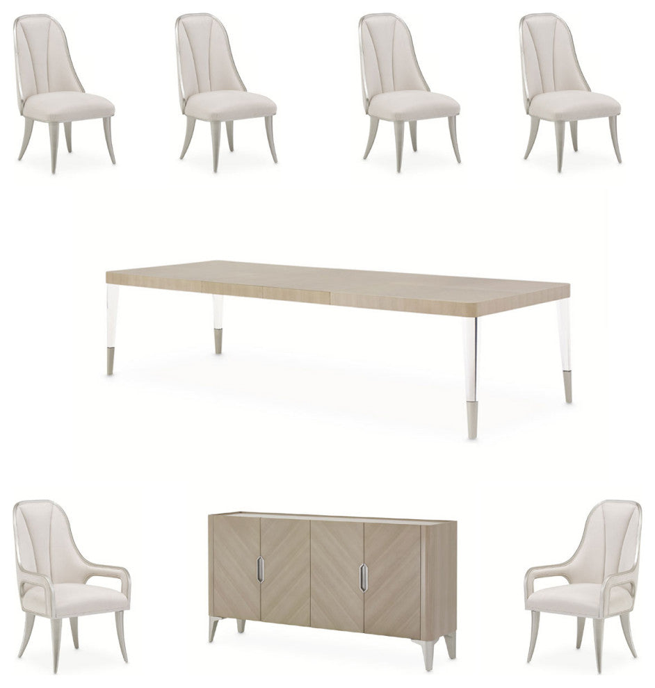 AICO Furniture Penthouse 8 Piece Dining Room Set