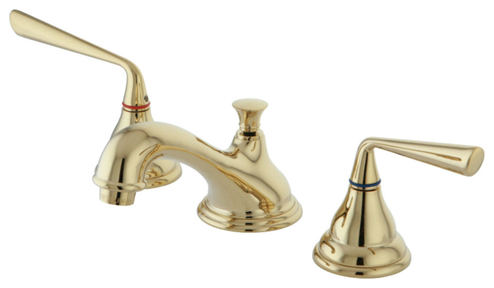Kingston Brass Widespread Bathroom Faucet With Brass Pop-Up, Polished Brass