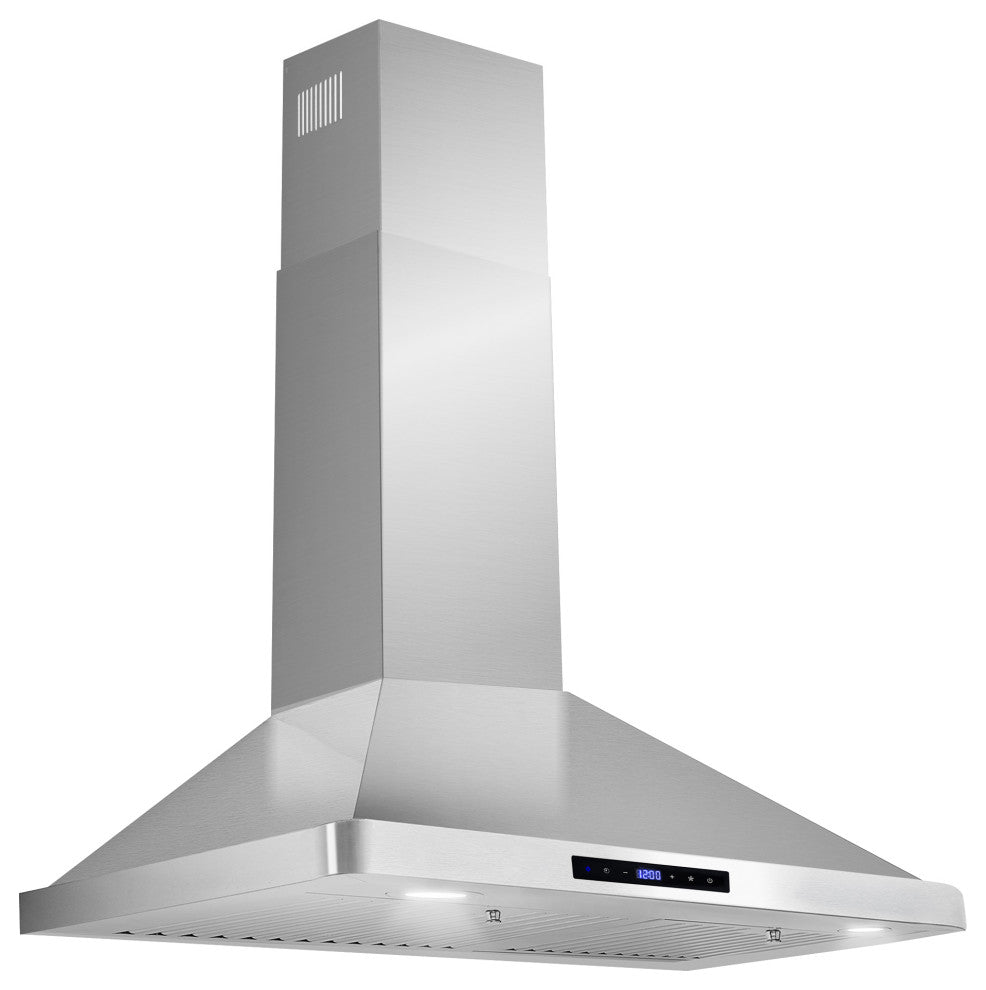 Ductless Wall Mount Range Hood in Stainless Steel with LED Lights
