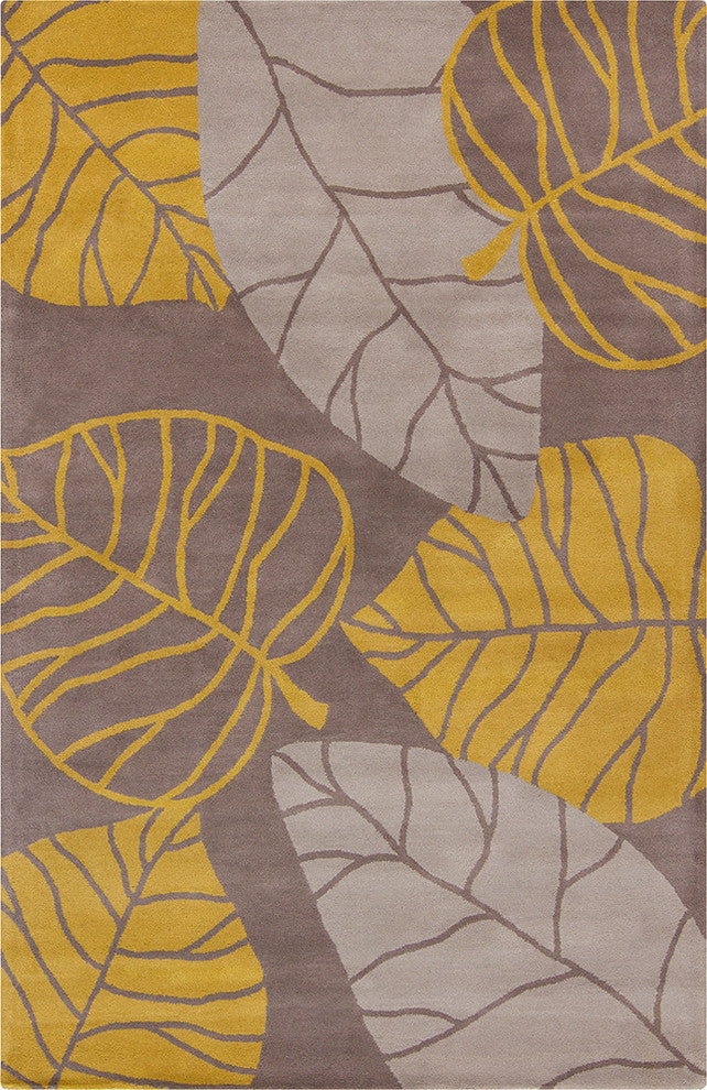 Allie Transitional Leaves Contemporary Area Rug, 8'x10'