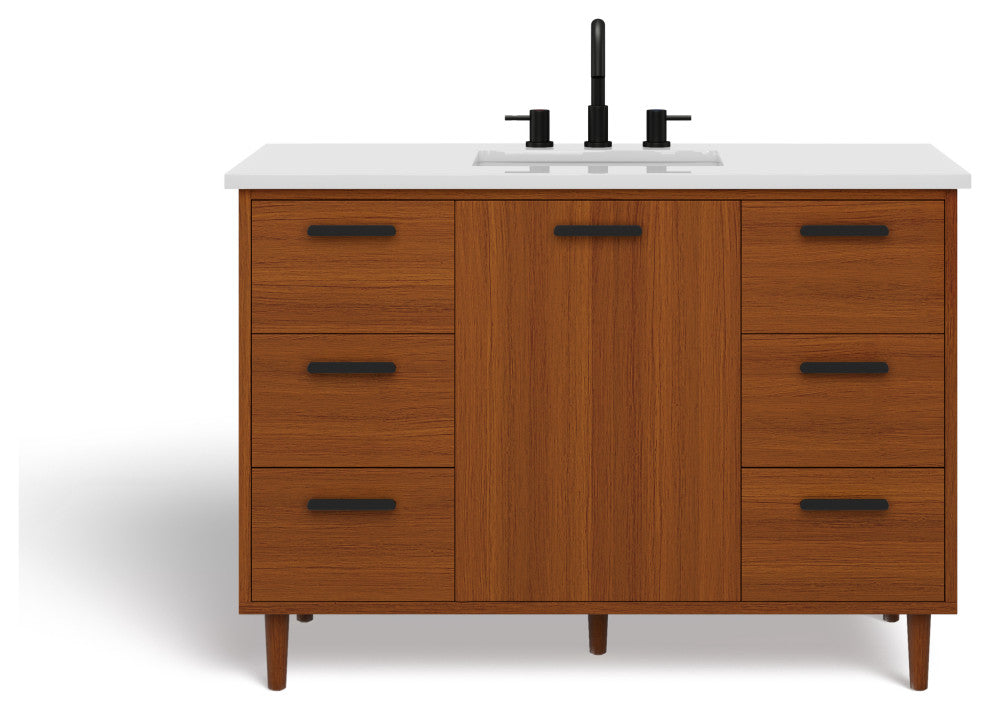 The Darby Bathroom Vanity, Teak, 48", Single Sink, Freestanding