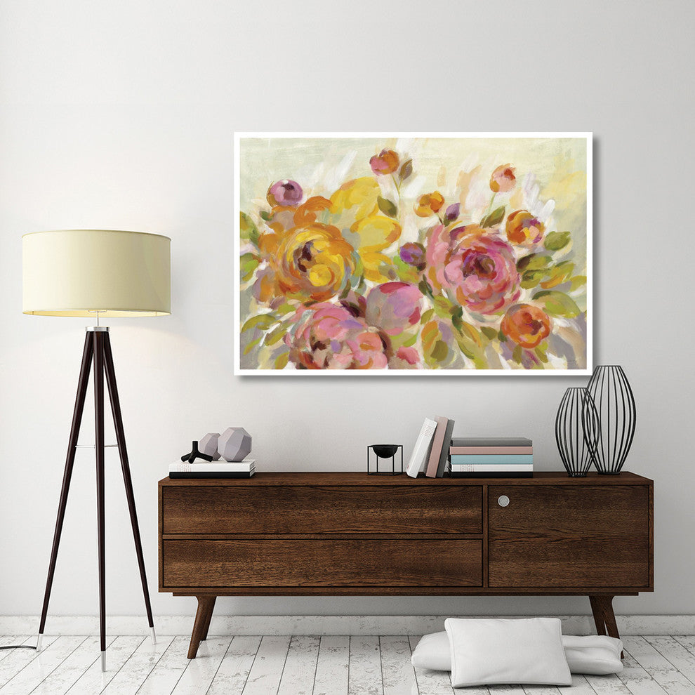"Brushy Peonies" Digital Paper Print by Silvia Vassileva, 62"x42"