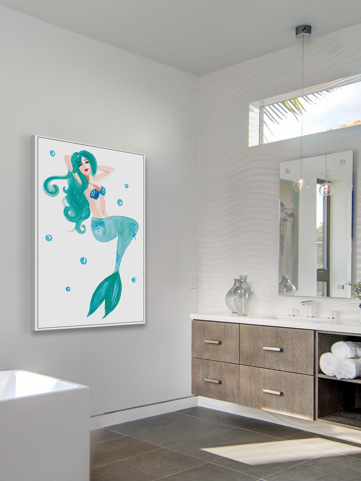 "Mermaid" Floater Framed Painting Print on Canvas, 16"x24"