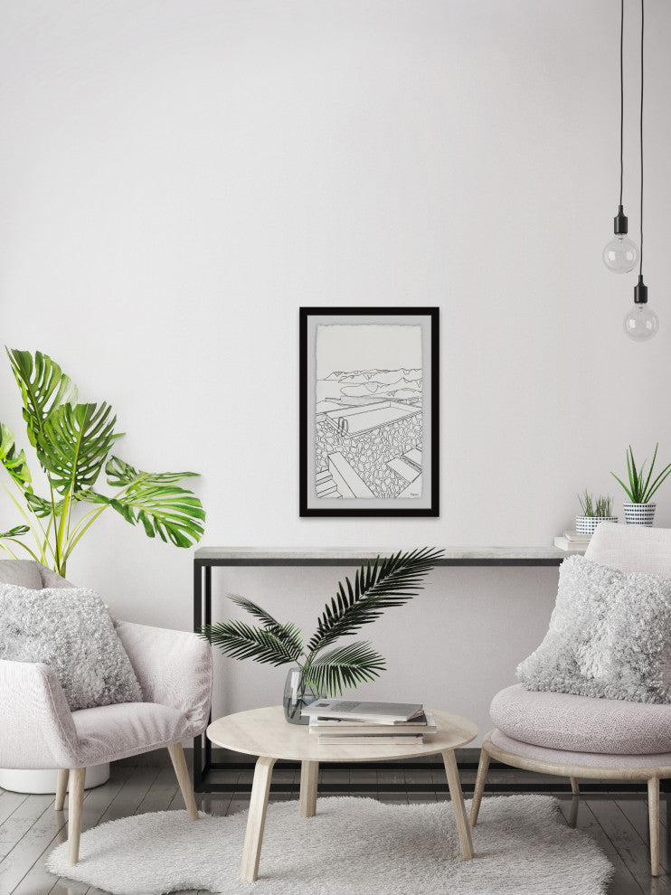 "Pool View" Framed Painting Print, 16"x24"