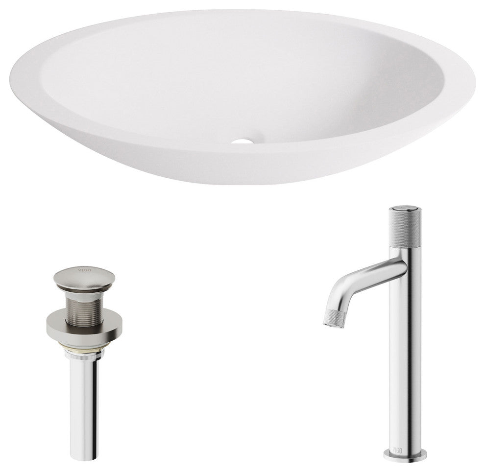 Wisteria 23"L x 14"W MatteStone Vessel Sink and Apollo 12"H Faucet Set