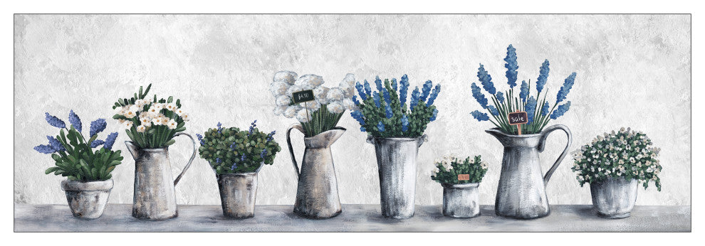 "Gray Planted Pots" Floater Framed Painting Print on Canvas