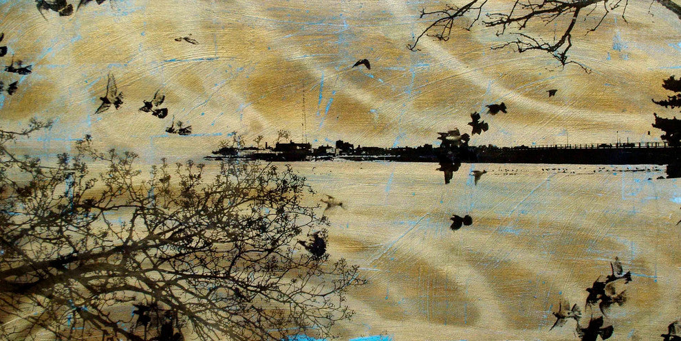 "Golden Bay Blue" Painting Print on Canvas by Tracy Silva Barbosa