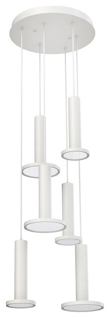 Luna Mixed Hextuple LED Pendant 120V, White