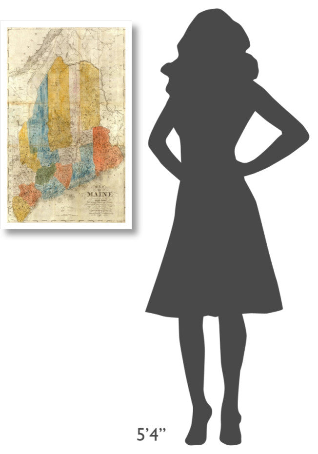 "Map of Maine, 1843" Digital Paper Print by W. Anson, 20"x32"