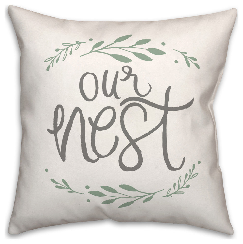 Our Nest Wreath 18x18 Spun Poly Pillow