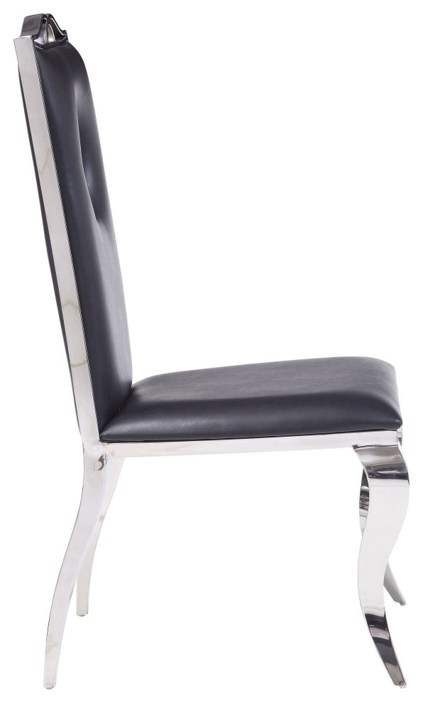ACME Cyrene Side Chair, Set of 2, PU/Stainless Steel