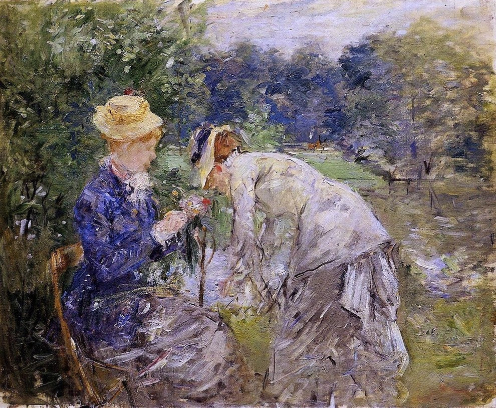 Berthe Morisot Woman Picking Flowers, 20"x25" Wall Decal Print