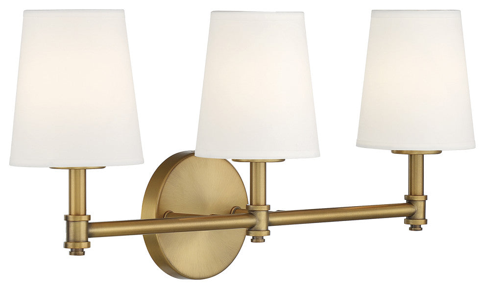 3-Light Bathroom Vanity Light, Natural Brass