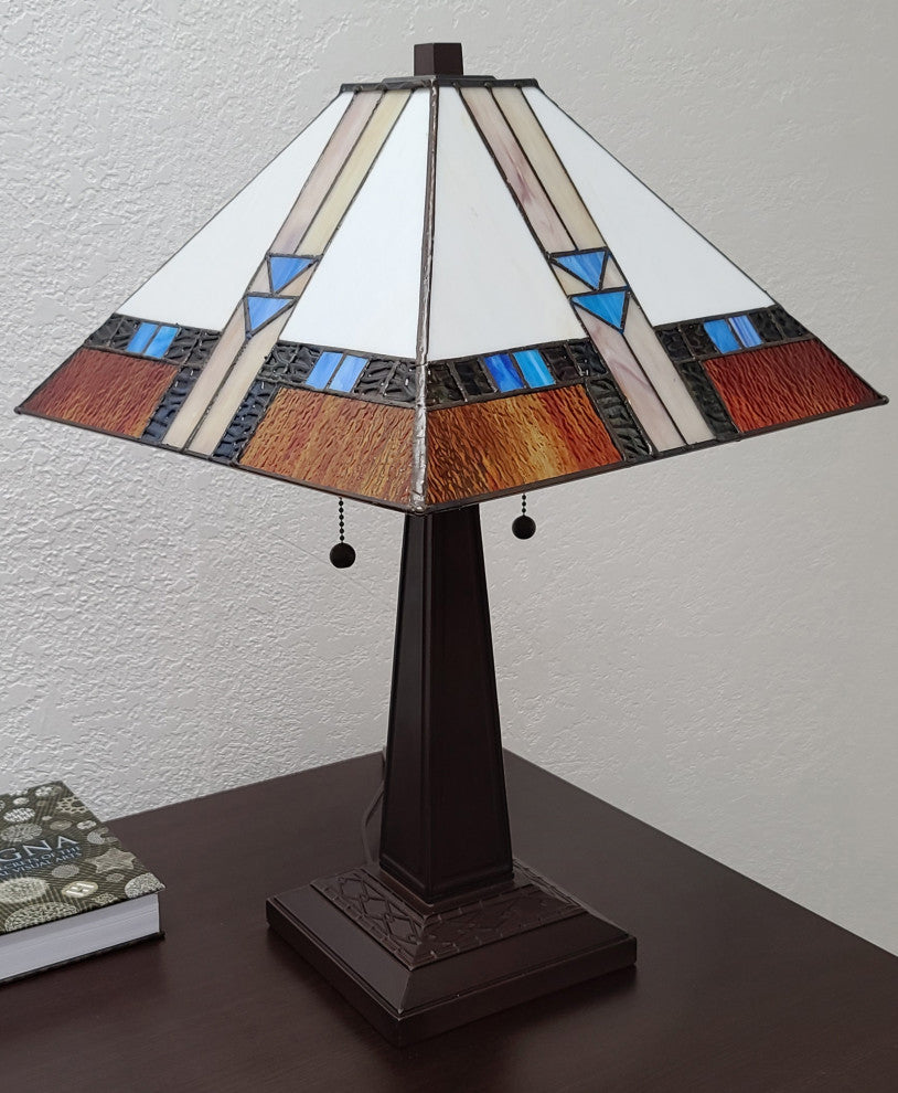 Tiffany Style 2 Light Pursuit Table Lamp, 23" Tall
