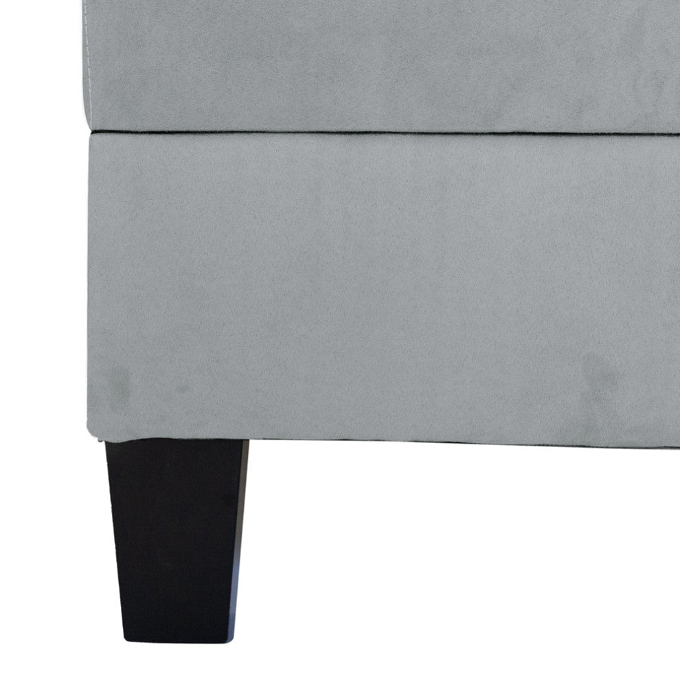 Microfiber Sectional Sofa With Reversible Chaise and Ottoman, 3-Piece Set, Gray